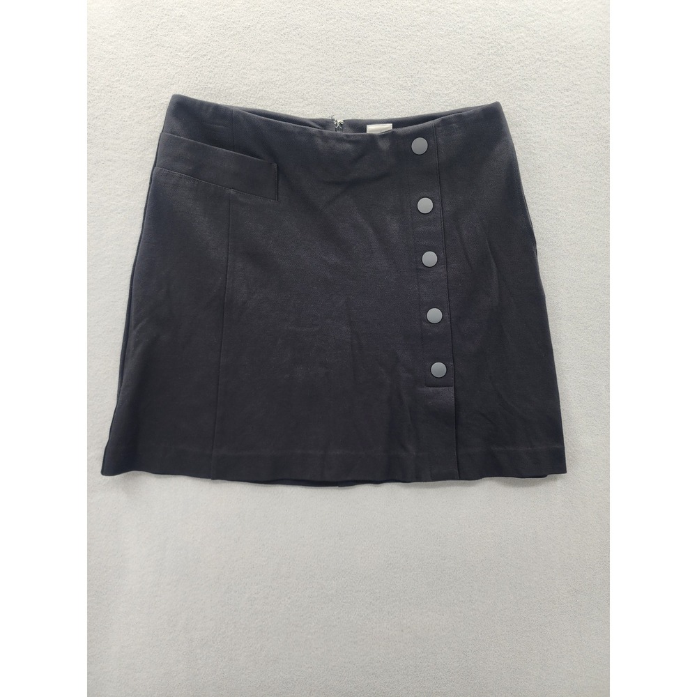 Cabi Black Side Button Mini Skirt Womens Size 10 Career Workwear Stretch 3218